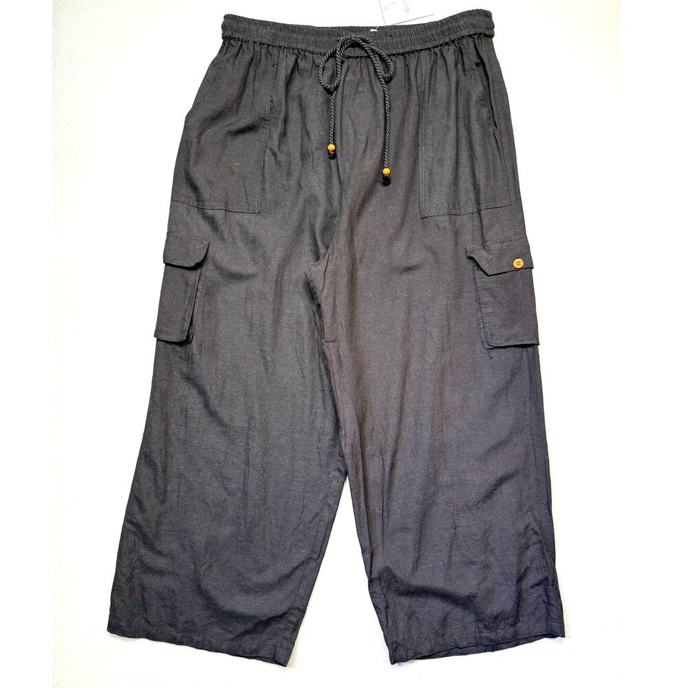 Raviya Plus Size High Rise Pull-on Cover-up Cargo Pants - Black 0X $58